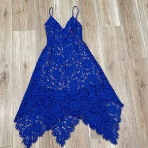 Lulus One Wish Royal Blue Lace Midi Dress